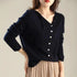 Single-breasted Knitted Cardigan Design Low Round Neck Thin Outer Match