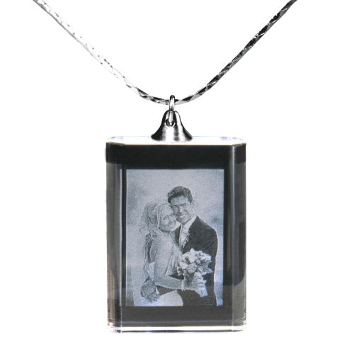 Pendentif en verre avec chaîne - rectangle