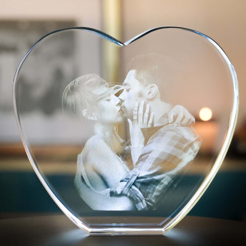 COEUR EN VERRE 3D sans pointe M 1-3 personnes - coeur M 120x130x40mm