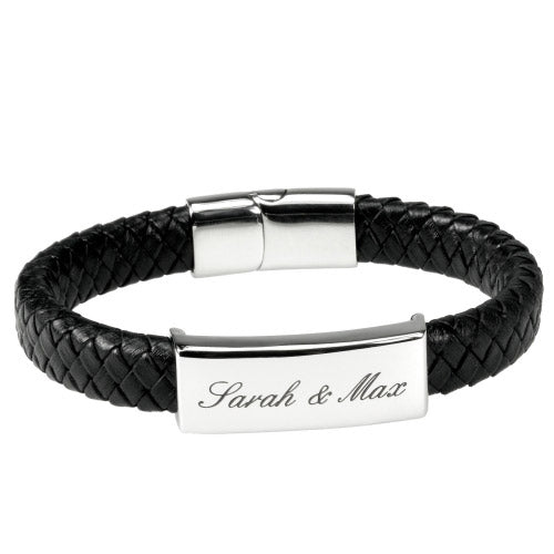 Bracelet cuir gravé homme