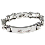 Bracelet gravé chaîne de motard dames or-argent