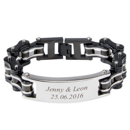 Bracelet gravé en acier inoxydable pour homme