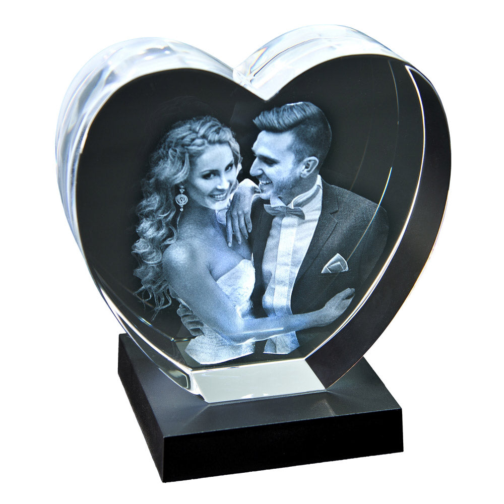 COEUR EN VERRE 3D sans pointe M 1-3 personnes - 140x150x50mm