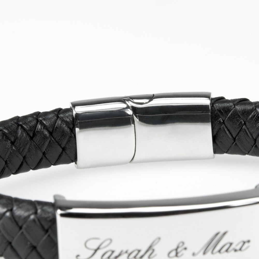 Bracelet cuir gravé homme