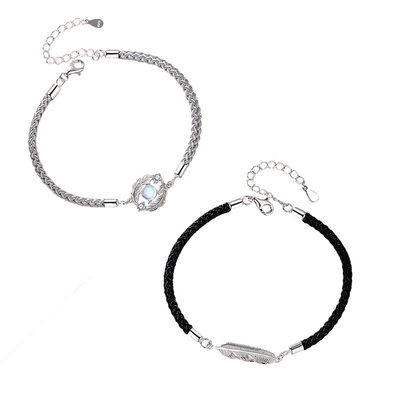 Bracelet de couple mode petit design en argent sterling