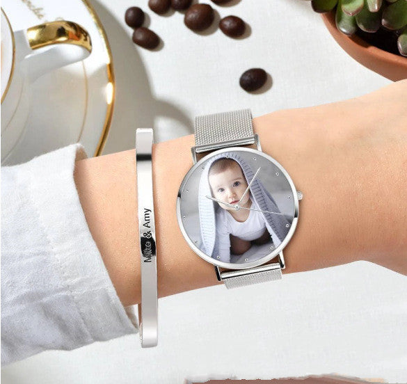 Montre sur mesure avec bracelet en acier et cuir