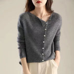 Single-breasted Knitted Cardigan Design Low Round Neck Thin Outer Match