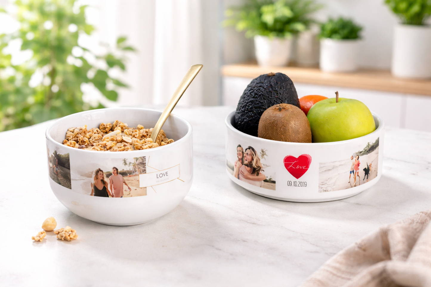 Ontbijtkom / Serveerkom met foto of tekst